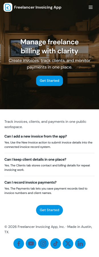 Freelancer Invoicing App Template