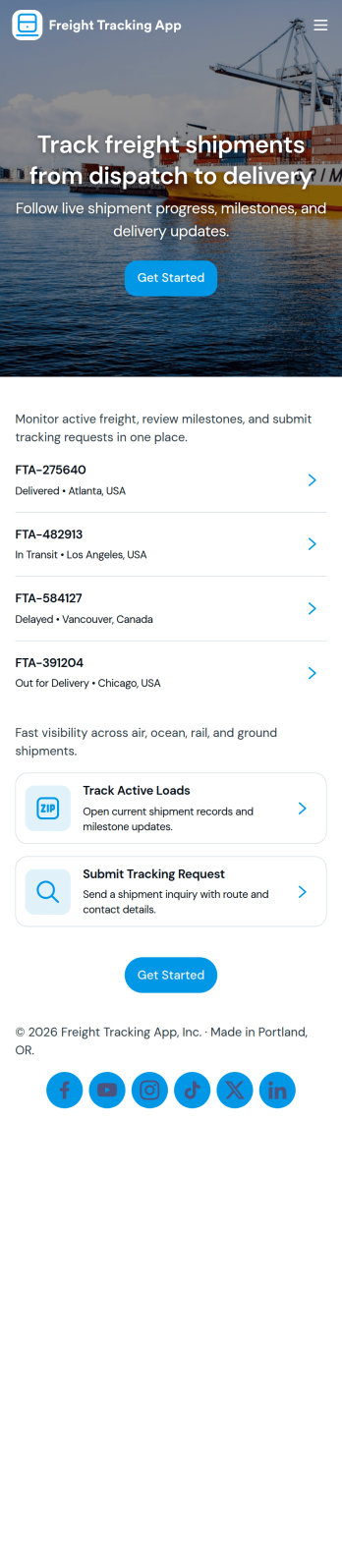 Freight Tracking App Template