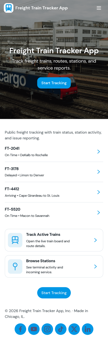 Freight Train Tracker App Template