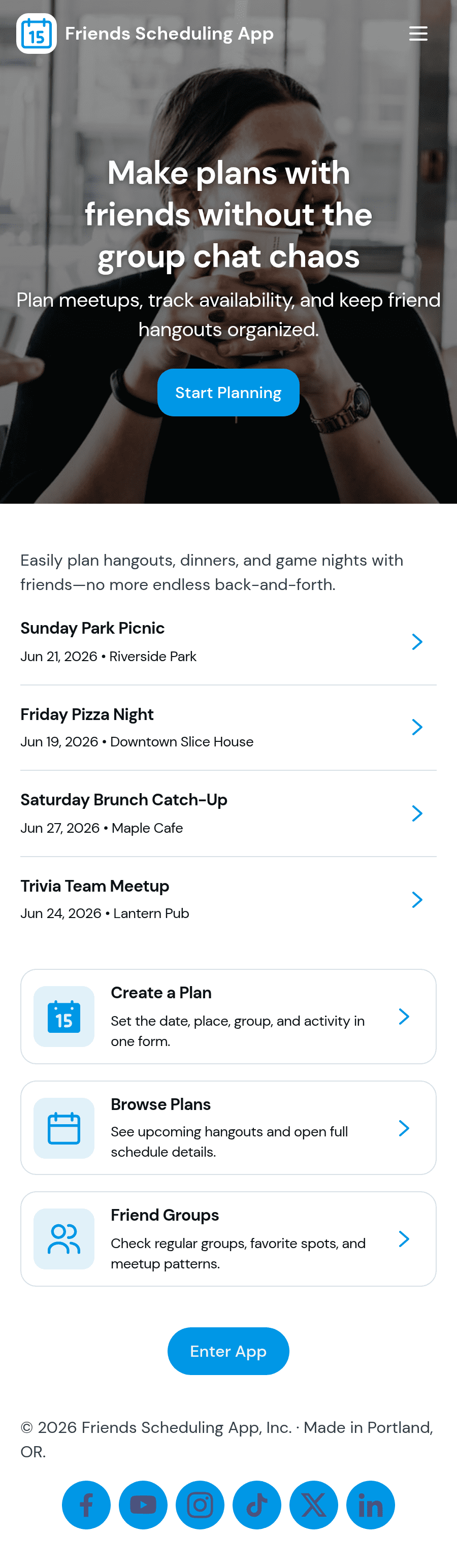 Friends Scheduling App Template | Jotform