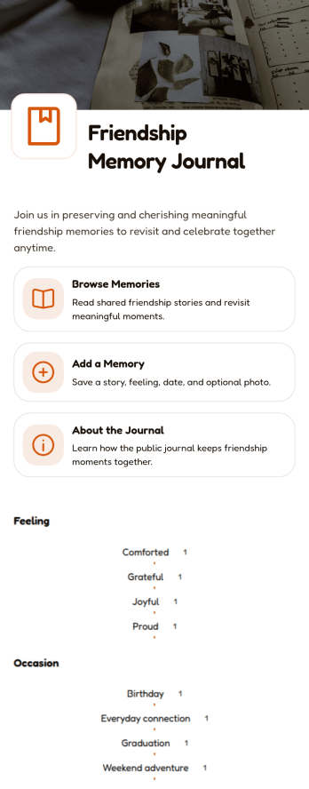 Friendship Memory Journal App Template