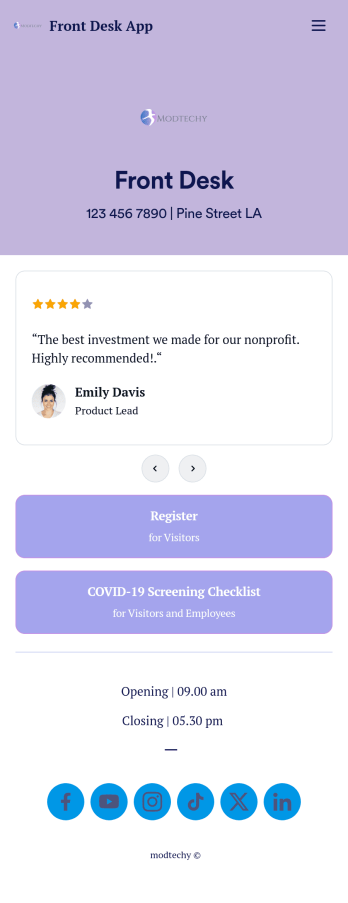 Front Desk App Template