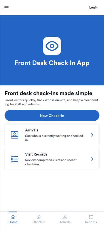 Front Desk Check in App Template