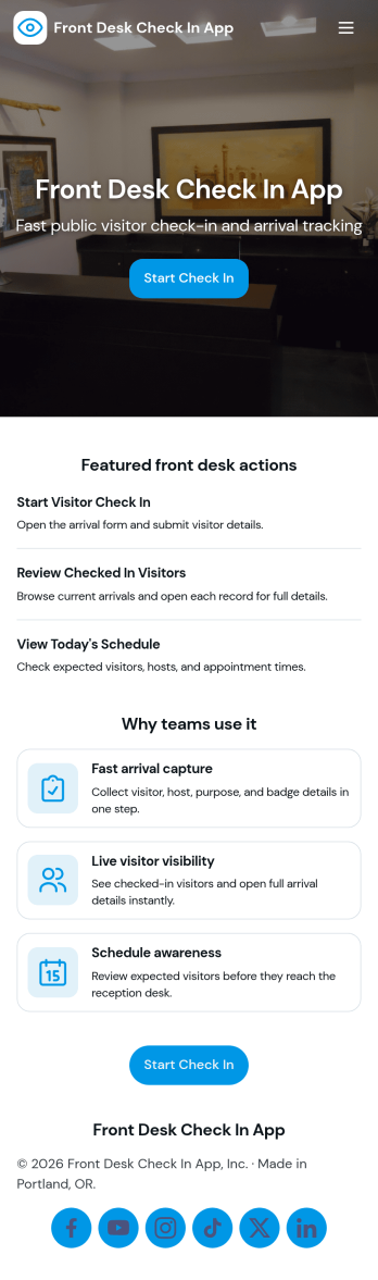 Front Desk Check in App Template