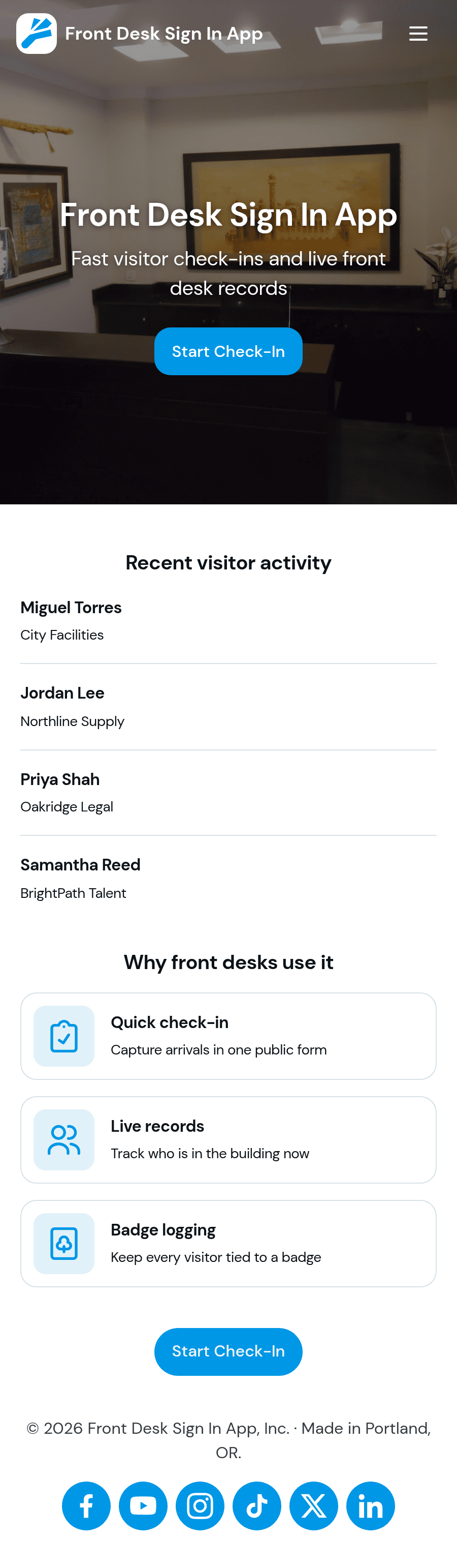 Front Desk Sign in App Template | Jotform