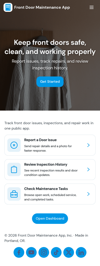 Front Door Maintenance App Template