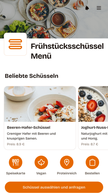 Frühstücksschalen-Menü-App