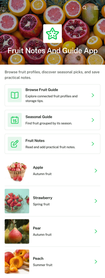 Fruit Notes and Guide App Template