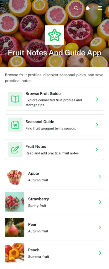Fruit Notes and Guide App Template