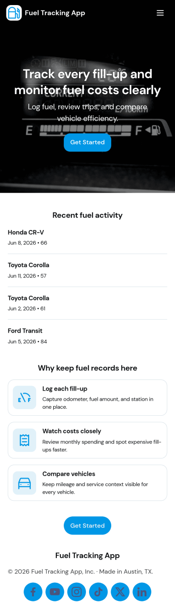 Fuel Tracking App Template