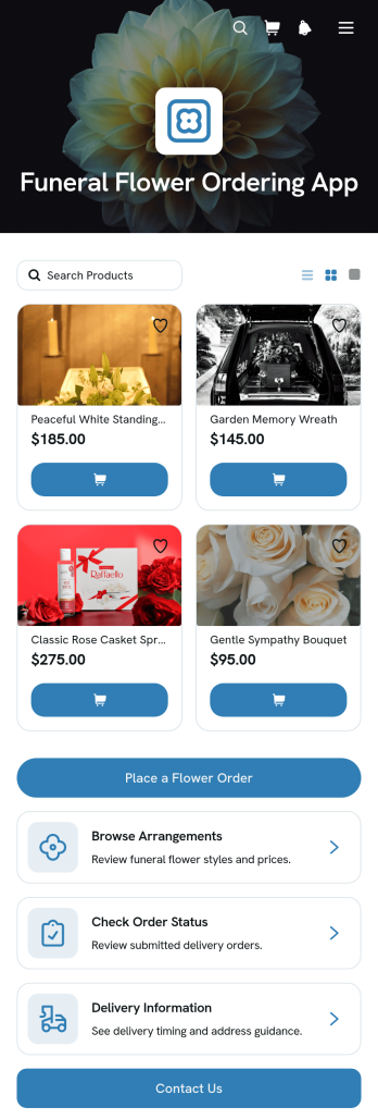 Funeral Flower Ordering App Template