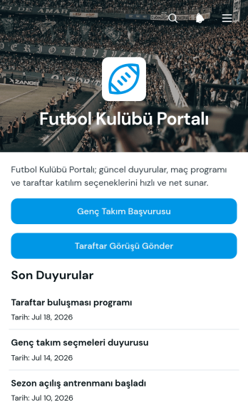 Futbol Kulübü Portalı Uygulama Șablonu