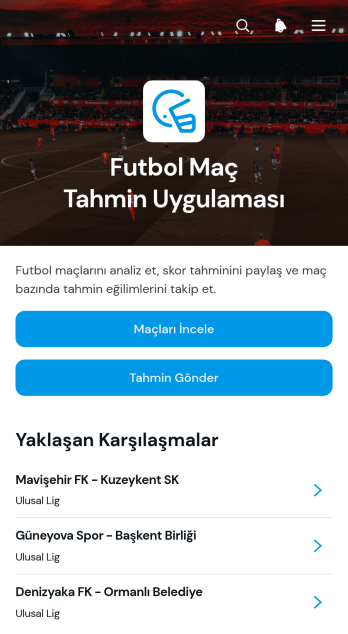 Futbol Maçı Tahmin Uygulama Șablonu