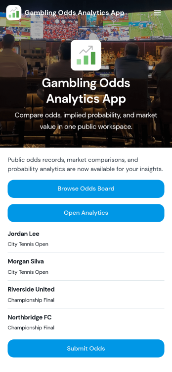 Gambling Odds Analytics App Template