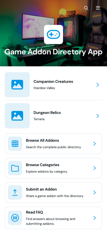 Game Addon Directory App Template