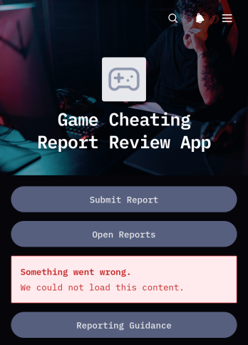 Game Cheating Report Review App Template
