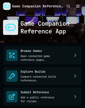 Game Companion Reference App Template