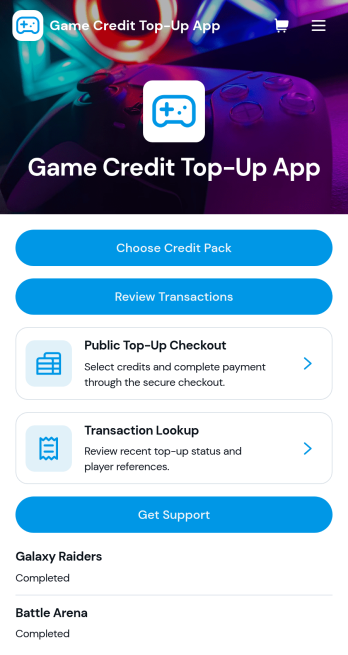 Game Credit Top-Up App Template