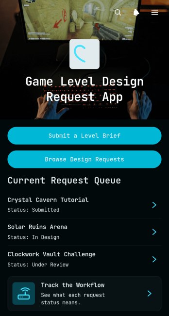 Game Level Design Request App Template