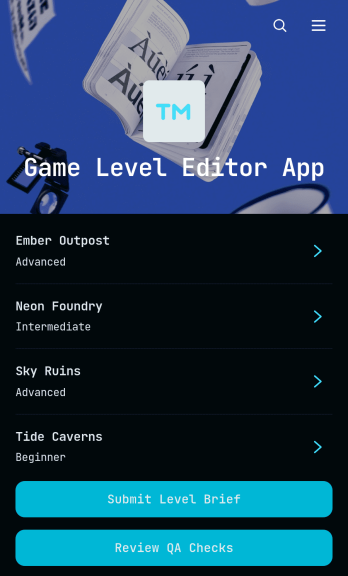 Game Level Editor App Template