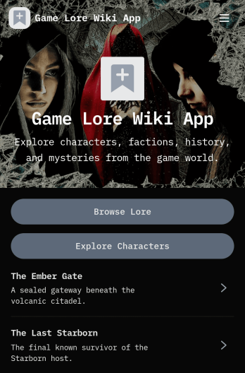 Game Lore Wiki App Template