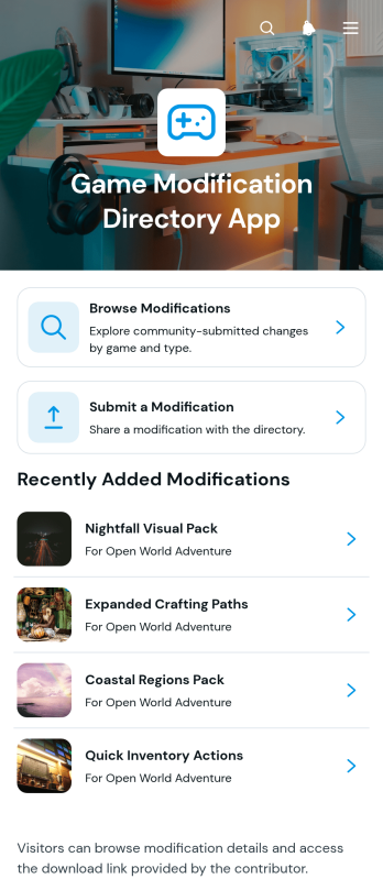 Game Modification Directory App Template