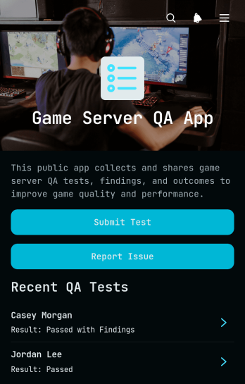 Game Server QA App Template