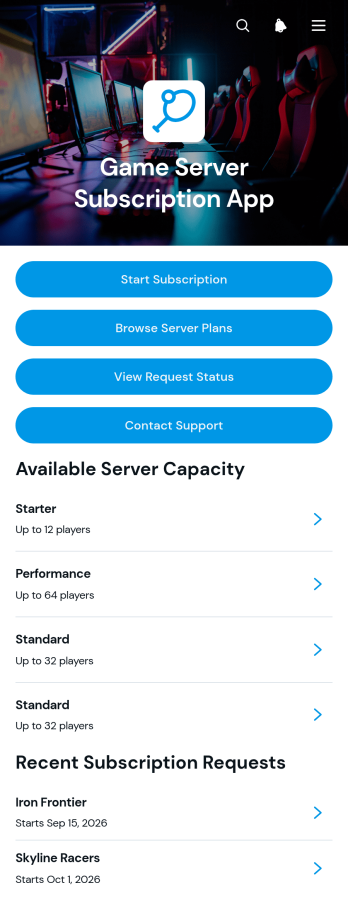 Game Server Subscription App Template