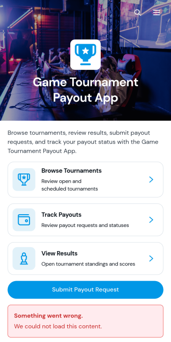 Game Tournament Payout App Template