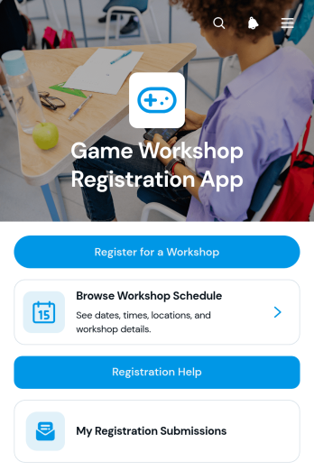 Game Workshop Registration App Template