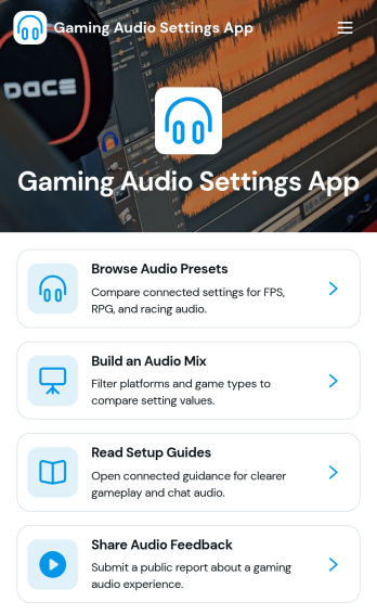 Gaming Audio Settings App Template