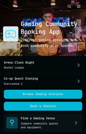 Gaming Community Booking App Template