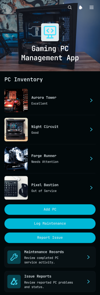 Gaming PC Management App Template