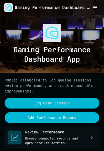 Gaming Performance Dashboard App Template