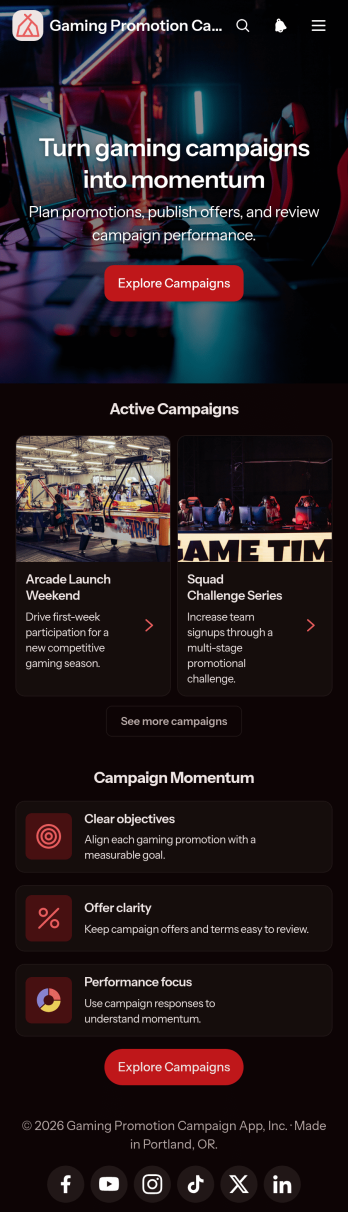 Gaming Promotion Campaign App Template