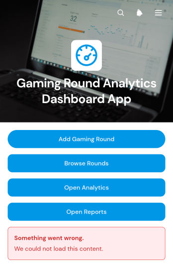 Gaming Round Analytics Dashboard App Template