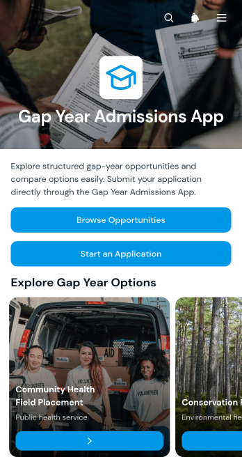 Gap Year Admissions App Template