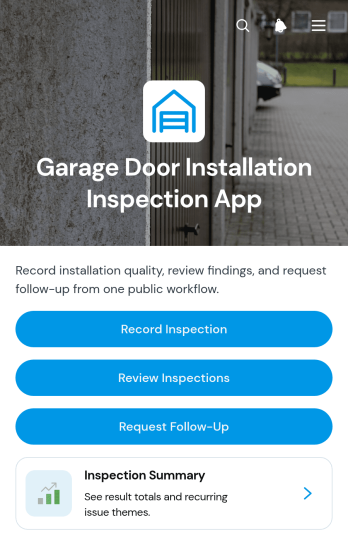 Garage Door Installation Inspection App Template