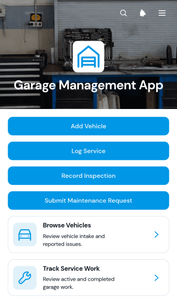 Garage Management App Template