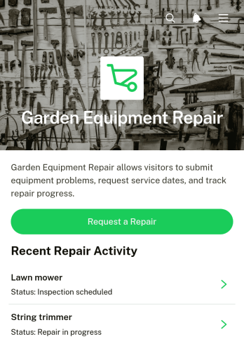 Garden Equipment Repair App Template