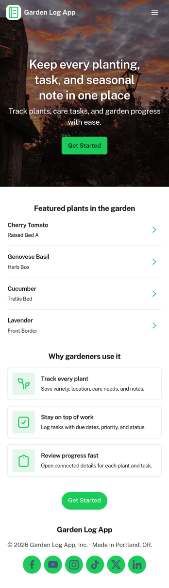 Garden Log App Template