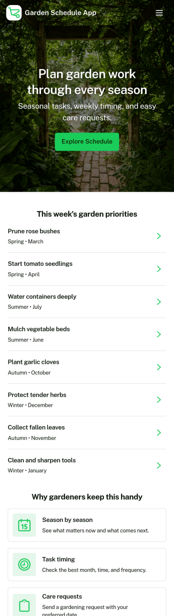 Garden Schedule App Template