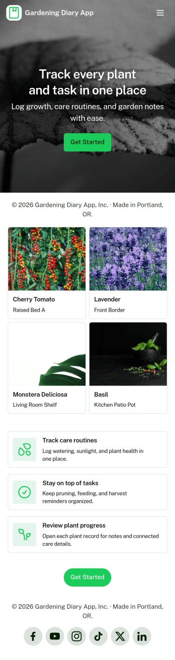 Gardening Diary App Template