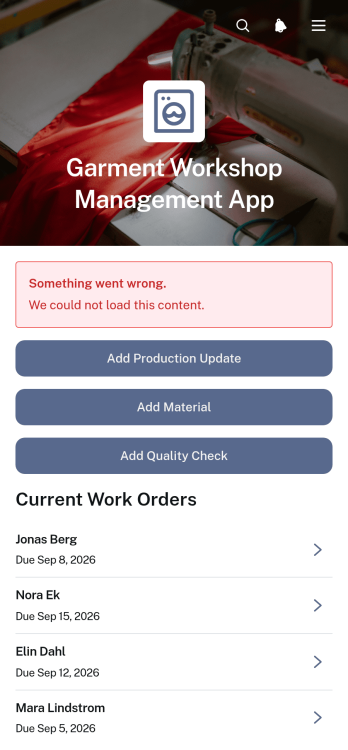 Garment Workshop Management App Template