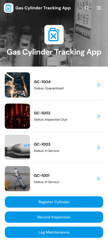 Gas Cylinder Tracking App Template