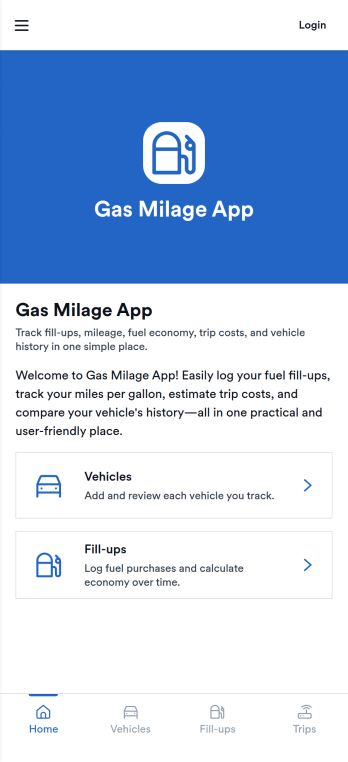 Gas Milage App Template