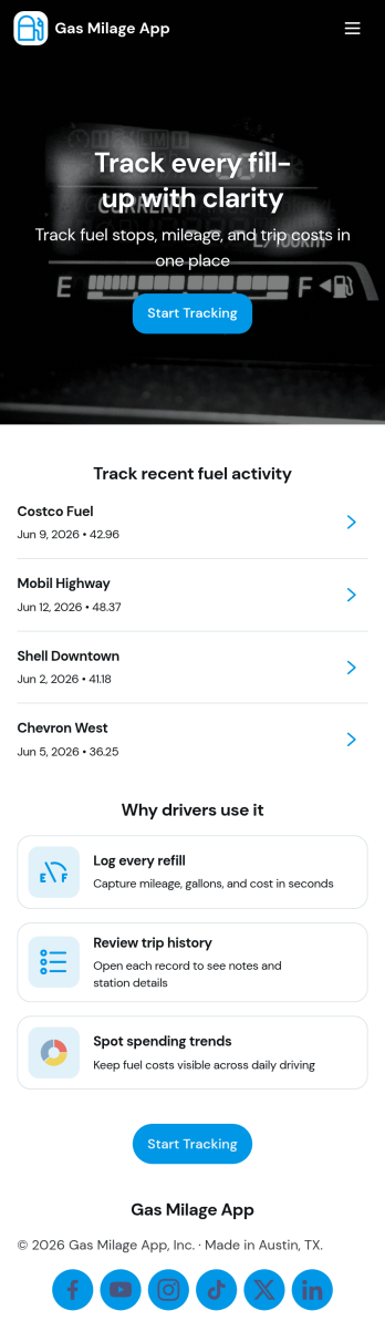 Gas Milage App Template