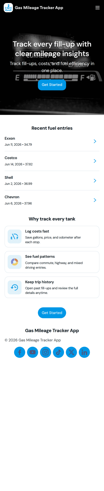 Gas Mileage Tracker App Template