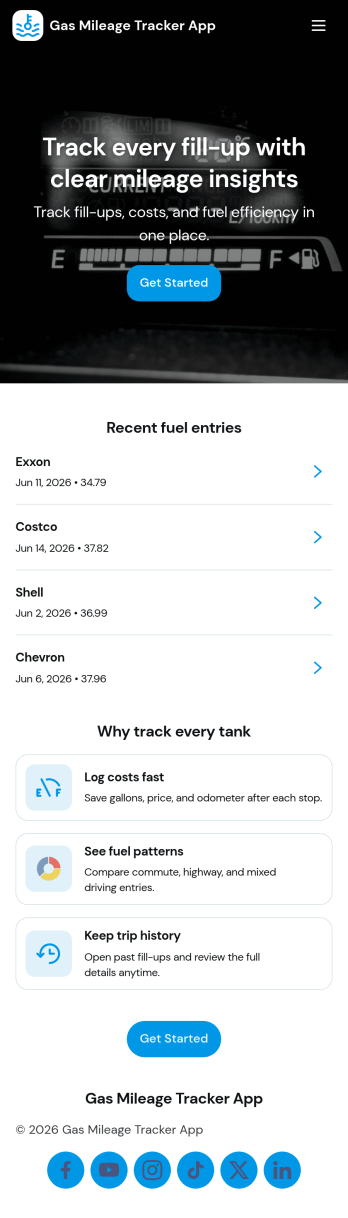 Gas Mileage Tracker App Template