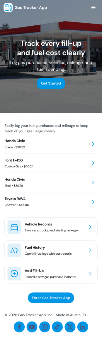 Gas Tracker App Template